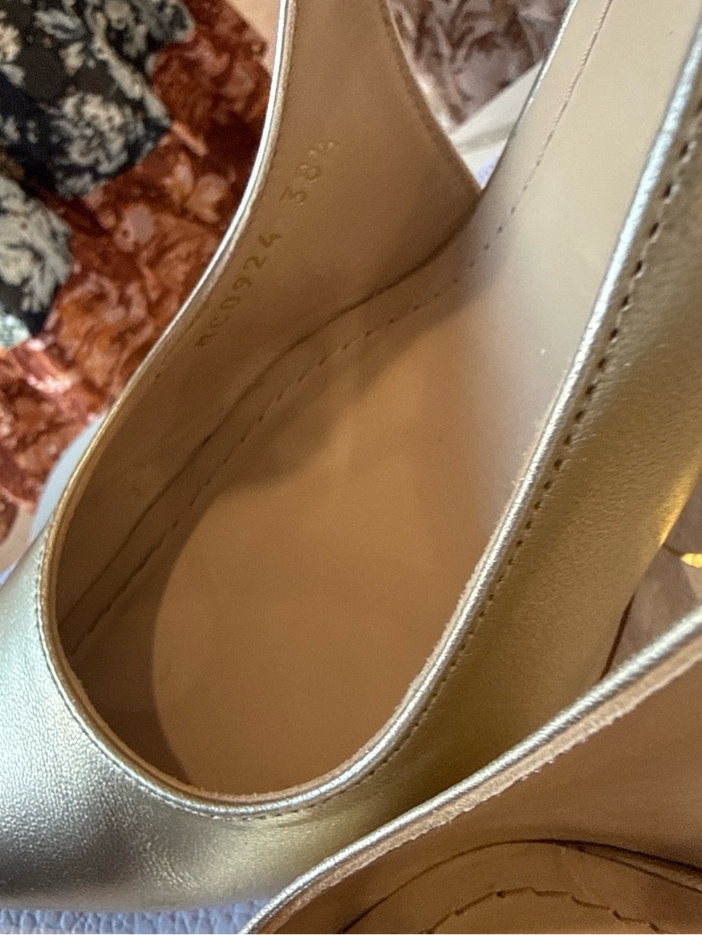 Dior Metallic Gold Pointed Slingback Heels with Crystal Heel Accent - Picture 10 of 12